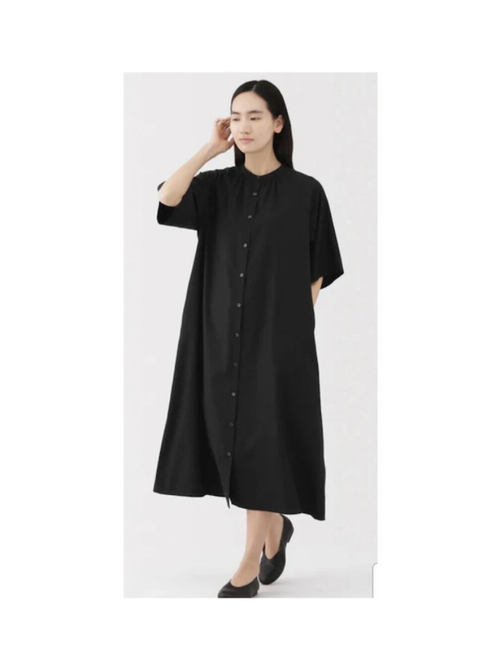 NWT ,Muji Relaxed Lyocell Dress, Black, Size M But Oversized, Orig $79
